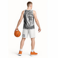 Hawaiian Turtle and Shark Basketball Jersey Kakau Tribal with Polynesian Pattern White Color LT03 - Polynesian Pride