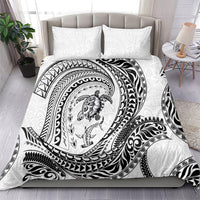 Hawaiian Turtle and Shark Bedding Set Kakau Tribal with Polynesian Pattern White Color LT03 - Polynesian Pride