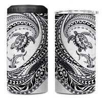 Hawaiian Turtle and Shark 4 in 1 Can Cooler Tumbler Kakau Tribal with Polynesian Pattern White Color LT03 One Size: 16 oz White - Polynesian Pride