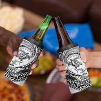Hawaiian Turtle and Shark 4 in 1 Can Cooler Tumbler Kakau Tribal with Polynesian Pattern White Color LT03 - Polynesian Pride