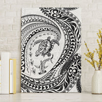 Hawaiian Turtle and Shark Canvas Wall Art Kakau Tribal with Polynesian Pattern White Color LT03 Without Frame White - Polynesian Pride