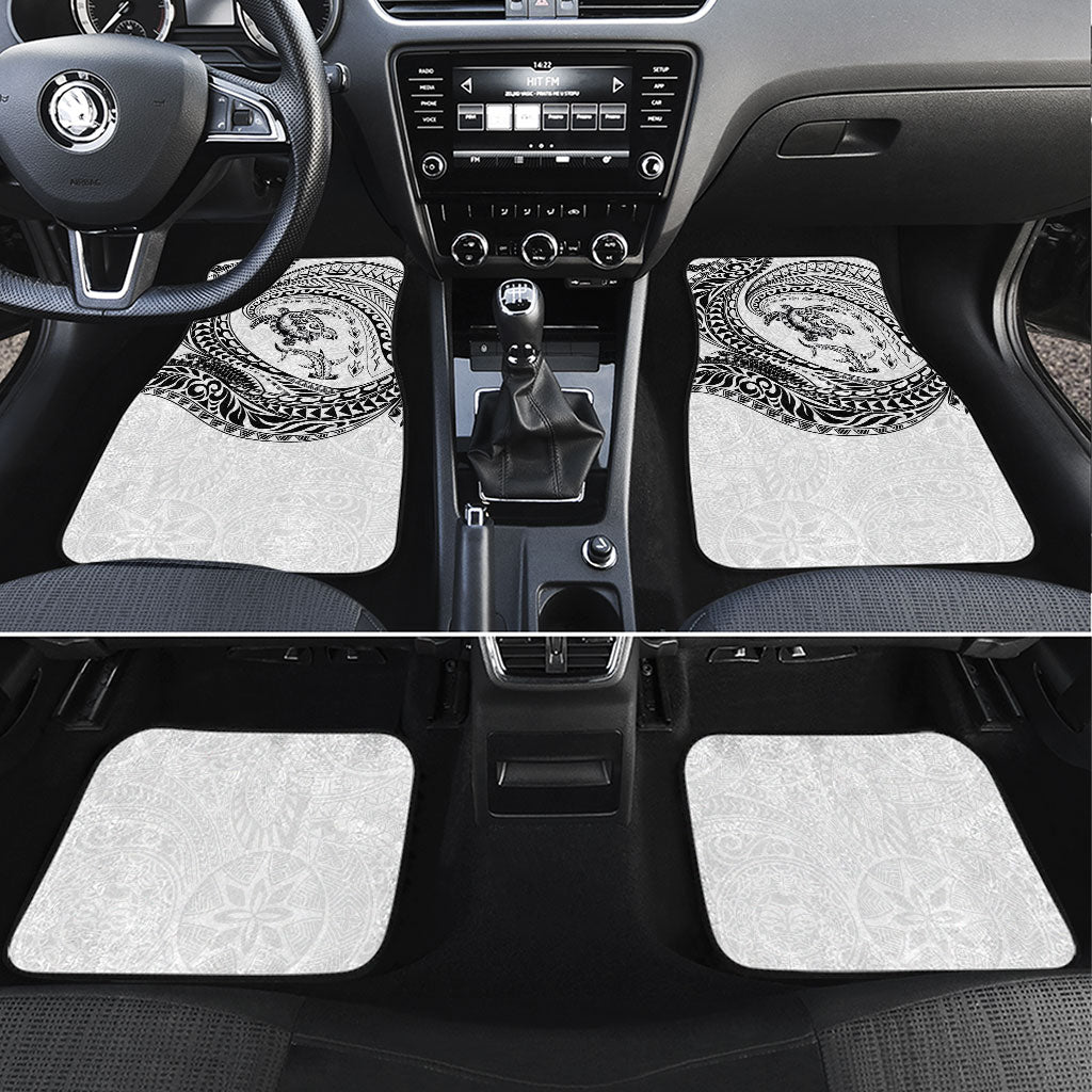 Hawaiian Turtle and Shark Car Mats Kakau Tribal with Polynesian Pattern White Color LT03 Set 4pcs White - Polynesian Pride