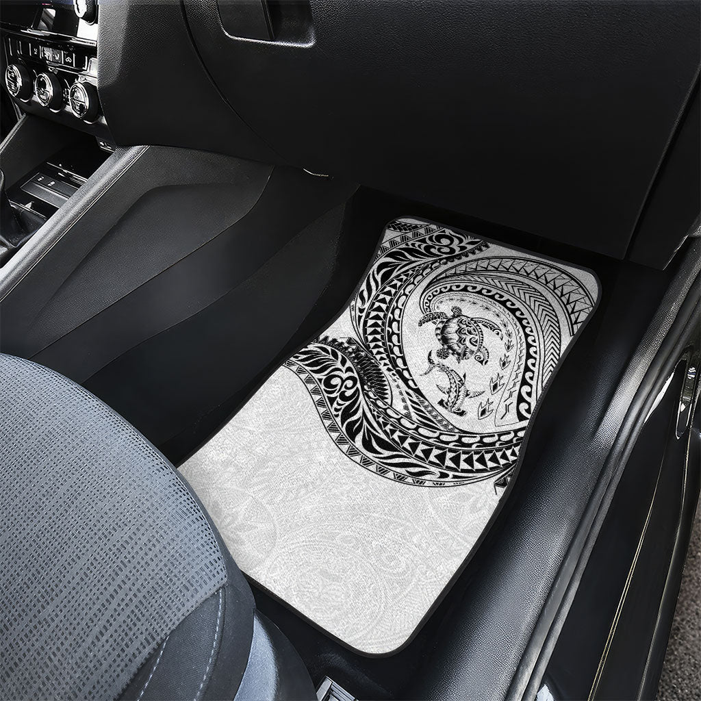Hawaiian Turtle and Shark Car Mats Kakau Tribal with Polynesian Pattern White Color LT03 - Polynesian Pride