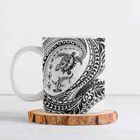 Hawaiian Turtle and Shark Ceramic Mug Kakau Tribal with Polynesian Pattern White Color LT03 White - Polynesian Pride
