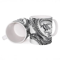 Hawaiian Turtle and Shark Ceramic Mug Kakau Tribal with Polynesian Pattern White Color LT03 - Polynesian Pride