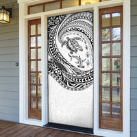 Hawaiian Turtle and Shark Door Cover Kakau Tribal with Polynesian Pattern White Color LT03 - Polynesian Pride
