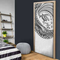 Hawaiian Turtle and Shark Door Cover Kakau Tribal with Polynesian Pattern White Color LT03 - Polynesian Pride