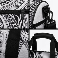 Hawaiian Turtle and Shark Duffle Bag Kakau Tribal with Polynesian Pattern White Color