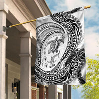 Hawaiian Turtle and Shark Garden Flag Kakau Tribal with Polynesian Pattern White Color LT03 House Flag White - Polynesian Pride