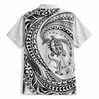 Hawaiian Turtle and Shark Hawaiian Shirt Kakau Tribal with Polynesian Pattern White Color LT03 - Polynesian Pride