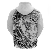 Hawaiian Turtle and Shark Hoodie Kakau Tribal with Polynesian Pattern White Color LT03 - Polynesian Pride