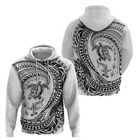 Hawaiian Turtle and Shark Hoodie Kakau Tribal with Polynesian Pattern White Color LT03 - Polynesian Pride