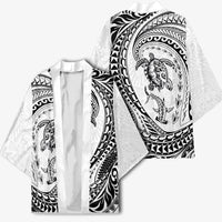 Hawaiian Turtle and Shark Kimono Kakau Tribal with Polynesian Pattern White Color LT03 - Polynesian Pride