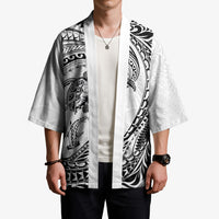 Hawaiian Turtle and Shark Kimono Kakau Tribal with Polynesian Pattern White Color LT03 - Polynesian Pride