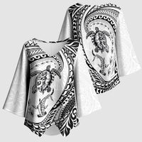 Hawaiian Turtle and Shark Kimono Sleeve Blouse Kakau Tribal with Polynesian Pattern White Color LT03 - Polynesian Pride