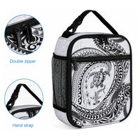 Hawaiian Turtle and Shark Lunch Bag Kakau Tribal with Polynesian Pattern White Color