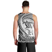 Hawaiian Turtle and Shark Men Tank Top Kakau Tribal with Polynesian Pattern White Color LT03 - Polynesian Pride