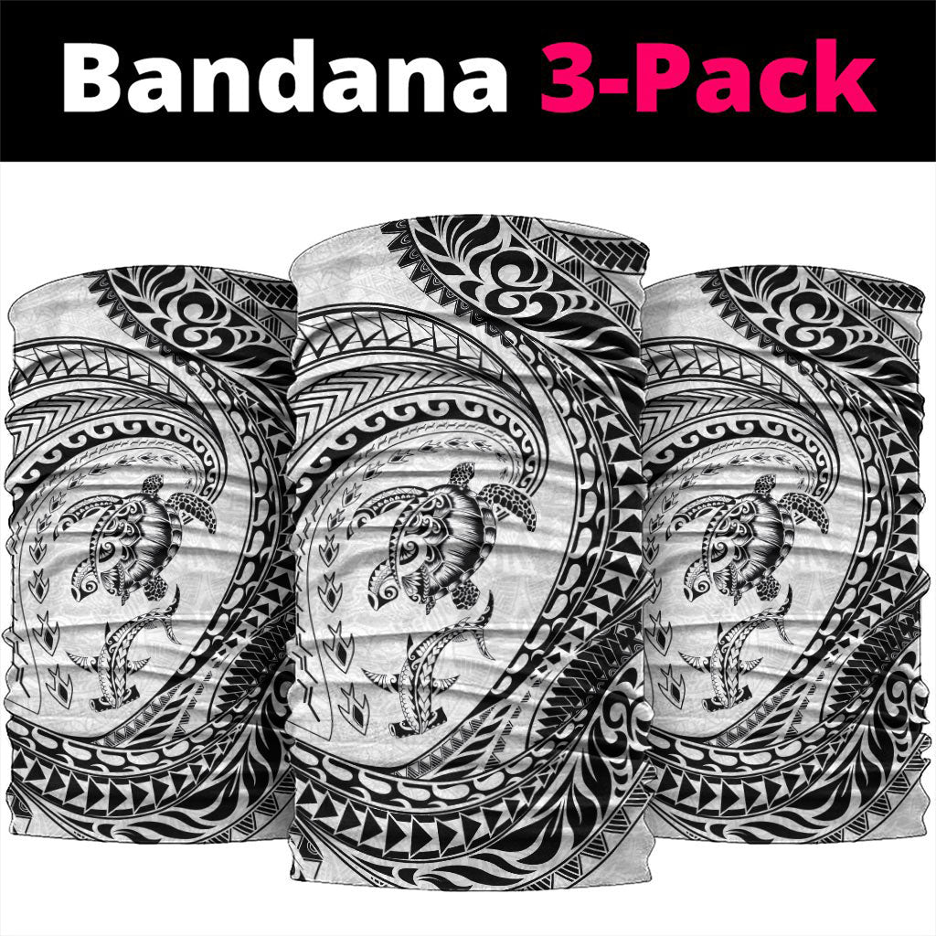 Hawaiian Turtle and Shark Neck Gaiter Kakau Tribal with Polynesian Pattern White Color LT03 package One Size: 25*50cm White - Polynesian Pride