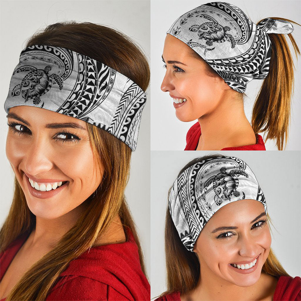 Hawaiian Turtle and Shark Neck Gaiter Kakau Tribal with Polynesian Pattern White Color LT03 - Polynesian Pride