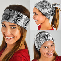 Hawaiian Turtle and Shark Neck Gaiter Kakau Tribal with Polynesian Pattern White Color LT03 - Polynesian Pride