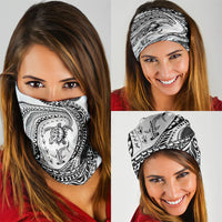 Hawaiian Turtle and Shark Neck Gaiter Kakau Tribal with Polynesian Pattern White Color LT03 - Polynesian Pride
