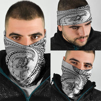 Hawaiian Turtle and Shark Neck Gaiter Kakau Tribal with Polynesian Pattern White Color LT03 - Polynesian Pride