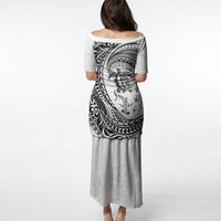 Hawaiian Turtle and Shark Puletasi Kakau Tribal with Polynesian Pattern White Color LT03 - Polynesian Pride