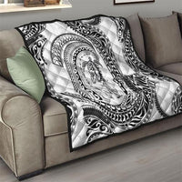 Hawaiian Turtle and Shark Quilt Kakau Tribal with Polynesian Pattern White Color LT03 - Polynesian Pride
