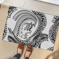 Hawaiian Turtle and Shark Rubber Doormat Kakau Tribal with Polynesian Pattern White Color LT03 - Polynesian Pride
