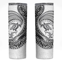 Hawaiian Turtle and Shark Skinny Tumbler Kakau Tribal with Polynesian Pattern White Color LT03 White - Polynesian Pride