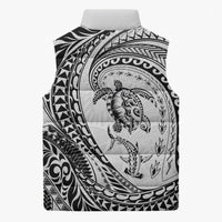 Hawaiian Turtle and Shark Sleeveless Puffer Jacket Kakau Tribal with Polynesian Pattern White Color LT03 - Polynesian Pride