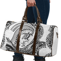 Hawaiian Turtle and Shark Travel Bag Kakau Tribal with Polynesian Pattern White Color LT03 - Polynesian Pride