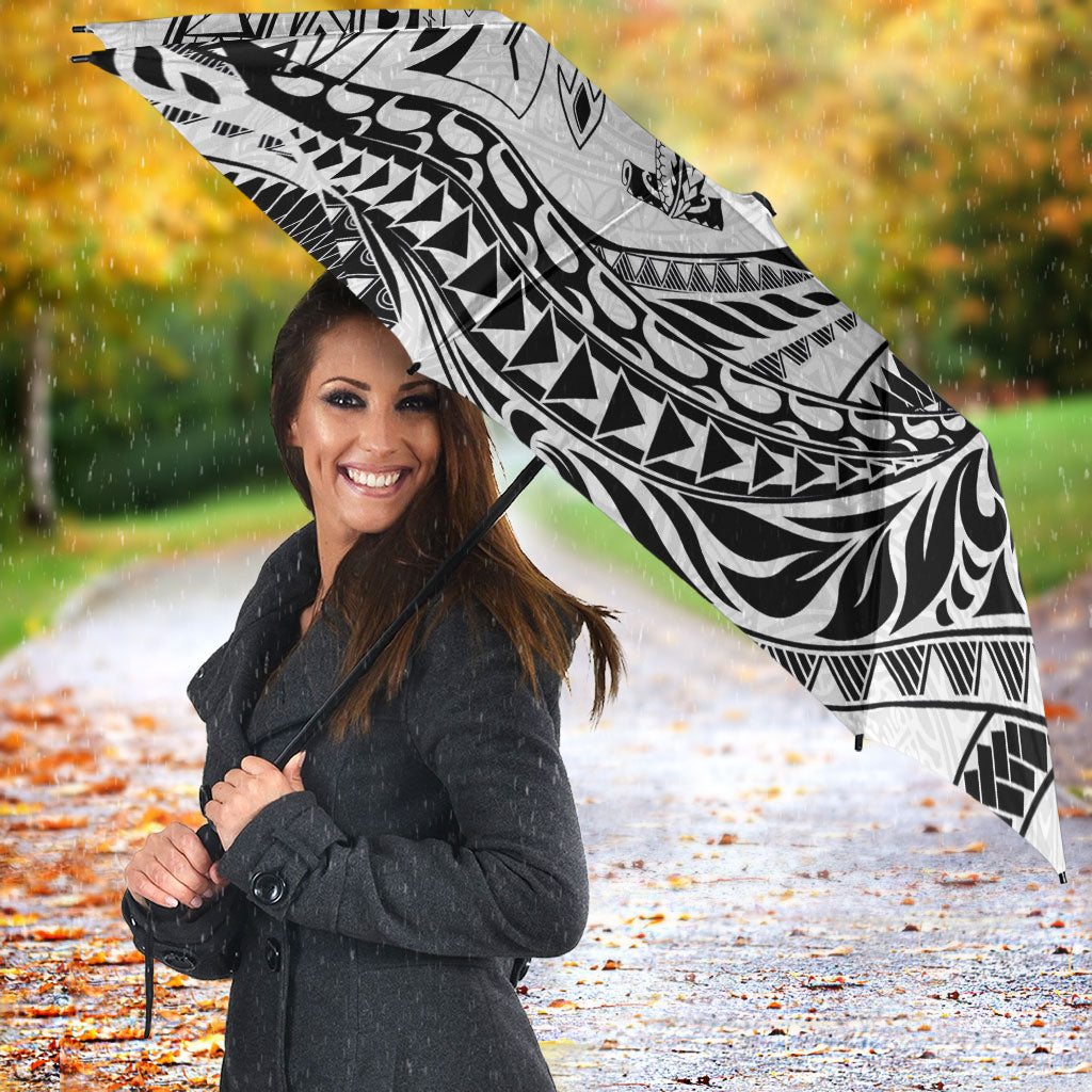 Hawaiian Turtle and Shark Umbrella Kakau Tribal with Polynesian Pattern White Color LT03 - Polynesian Pride