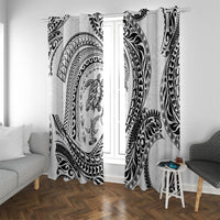 Hawaiian Turtle and Shark Window Curtain Kakau Tribal with Polynesian Pattern White Color LT03 With Grommets White - Polynesian Pride