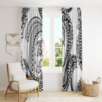 Hawaiian Turtle and Shark Window Curtain Kakau Tribal with Polynesian Pattern White Color LT03 - Polynesian Pride