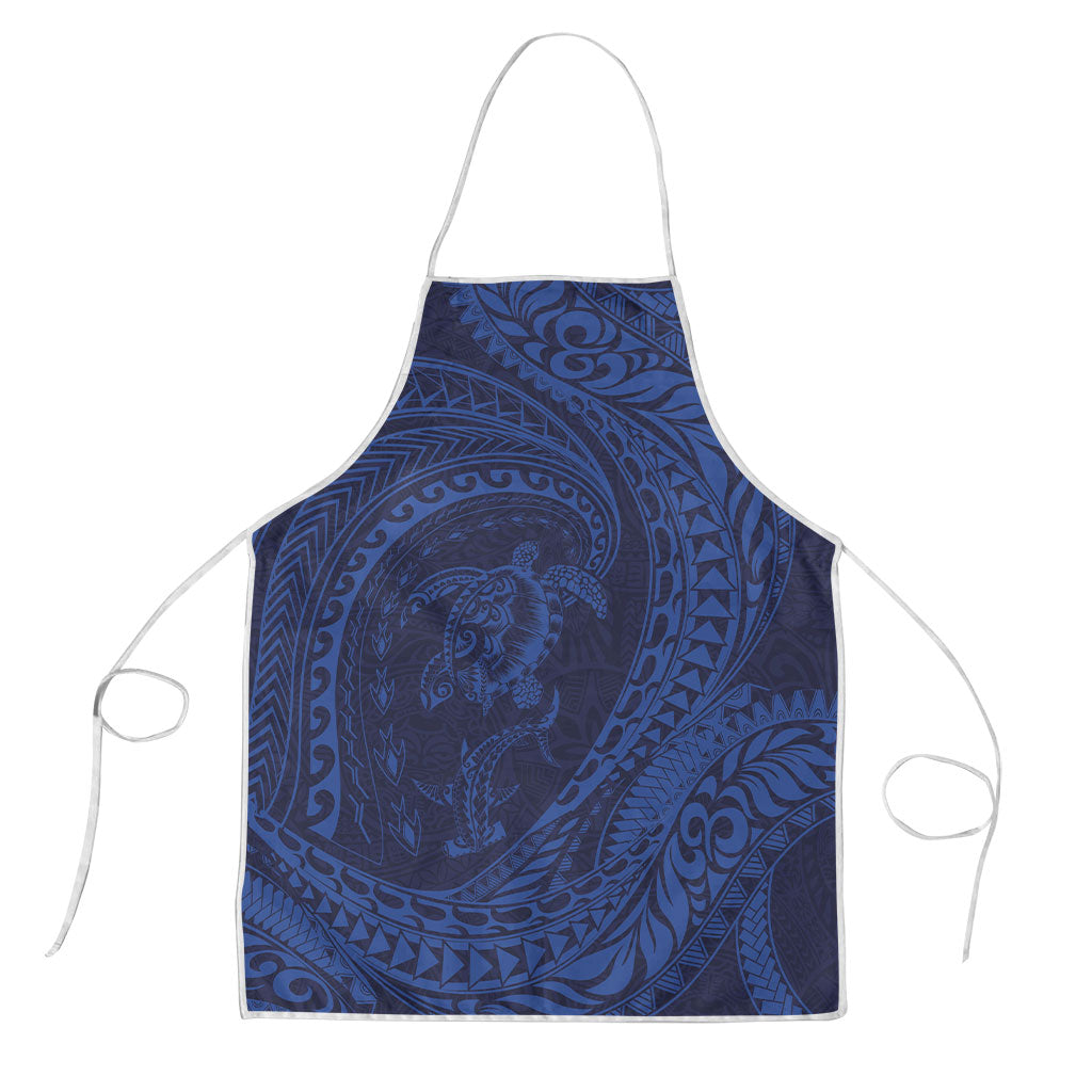 Hawaiian Turtle and Shark Apron Kakau Tribal with Polynesian Pattern Blue Color LT03 Blue - Polynesian Pride