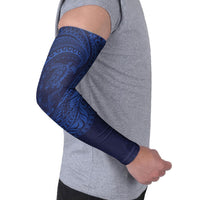 Hawaiian Turtle and Shark Arm Sleeves Kakau Tribal with Polynesian Pattern Blue Color LT03 - Polynesian Pride