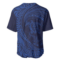 Hawaiian Turtle and Shark Baseball Jersey Kakau Tribal with Polynesian Pattern Blue Color LT03 - Polynesian Pride