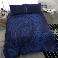 Hawaiian Turtle and Shark Bedding Set Kakau Tribal with Polynesian Pattern Blue Color LT03 - Polynesian Pride