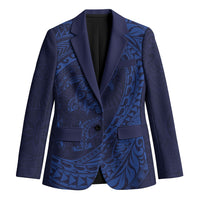 Hawaiian Turtle and Shark Blazer Kakau Tribal with Polynesian Pattern Blue Color LT03 Unisex Blue - Polynesian Pride