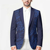 Hawaiian Turtle and Shark Blazer Kakau Tribal with Polynesian Pattern Blue Color LT03 - Polynesian Pride