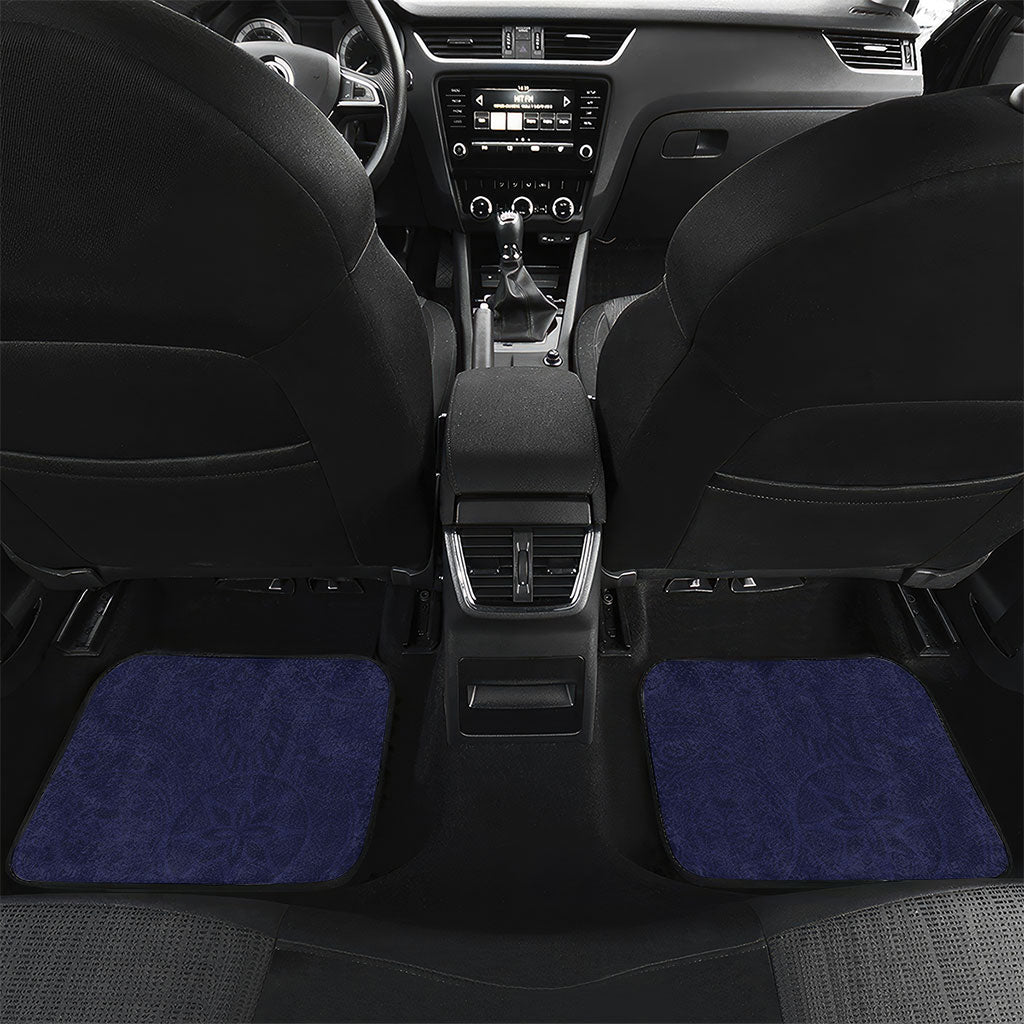 Hawaiian Turtle and Shark Car Mats Kakau Tribal with Polynesian Pattern Blue Color LT03 Set 2pcs - Back Blue - Polynesian Pride