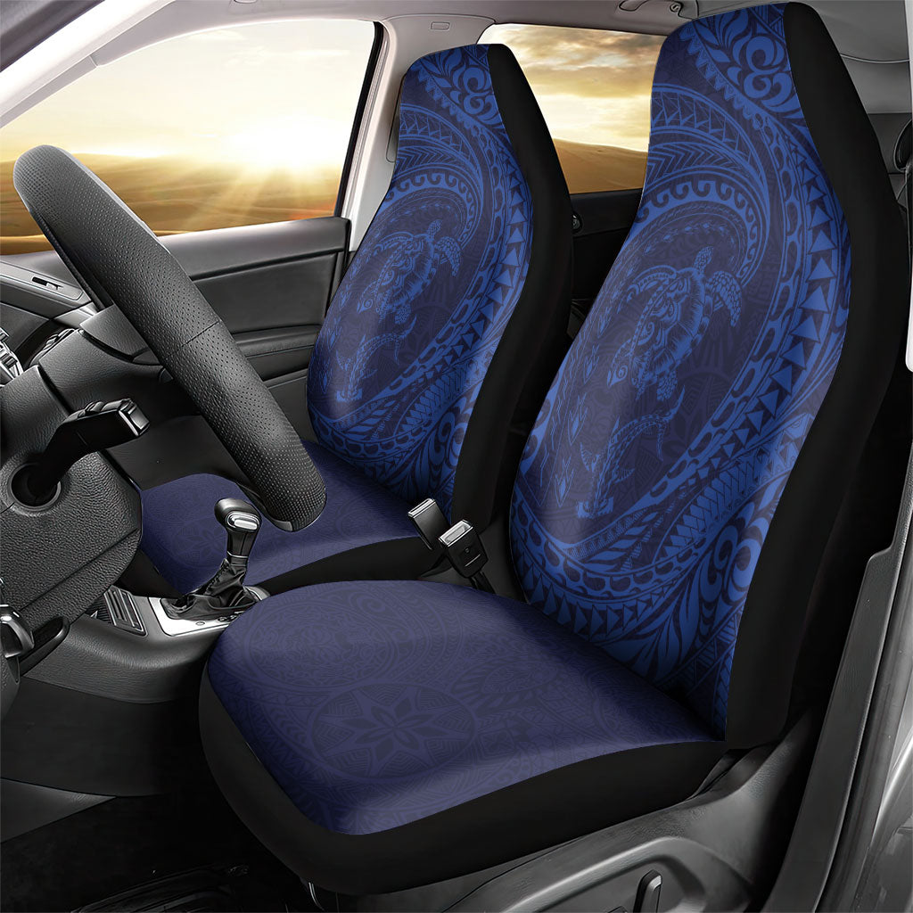 Hawaiian Turtle and Shark Car Seat Cover Kakau Tribal with Polynesian Pattern Blue Color LT03 - Polynesian Pride
