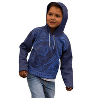 Hawaiian Turtle and Shark Kid Hoodie Kakau Tribal with Polynesian Pattern Blue Color LT03 - Polynesian Pride