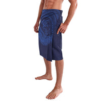 Hawaiian Turtle and Shark Lavalava Kakau Tribal with Polynesian Pattern Blue Color LT03 - Polynesian Pride