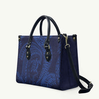 Hawaiian Turtle and Shark Leather Bag Kakau Tribal with Polynesian Pattern Blue Color LT03 Blue - Polynesian Pride