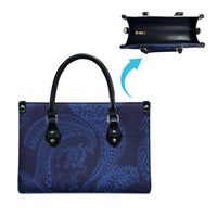 Hawaiian Turtle and Shark Leather Bag Kakau Tribal with Polynesian Pattern Blue Color LT03 - Polynesian Pride