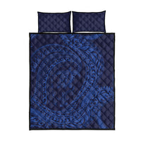 Hawaiian Turtle and Shark Quilt Bed Set Kakau Tribal with Polynesian Pattern Blue Color LT03 - Polynesian Pride