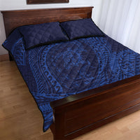 Hawaiian Turtle and Shark Quilt Bed Set Kakau Tribal with Polynesian Pattern Blue Color LT03 - Polynesian Pride