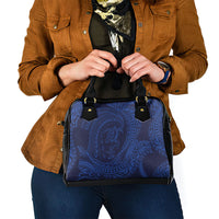 Hawaiian Turtle and Shark Shoulder Handbag Kakau Tribal with Polynesian Pattern Blue Color LT03 - Polynesian Pride